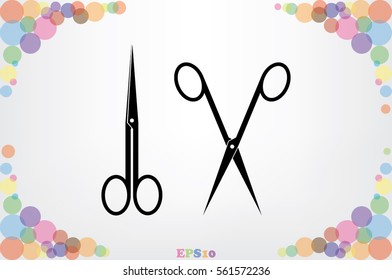 scissors icon vector illustration eps10. Isolated badge for website or app - stock infographics