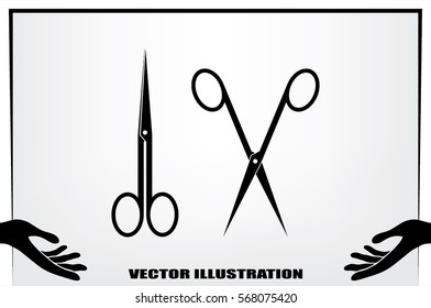 scissors icon vector illustration eps10. Isolated badge for website or app - stock infographics.