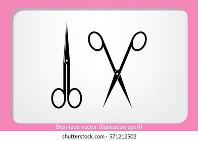 scissors icon vector illustration eps10. Isolated badge for website or app - stock infographics.