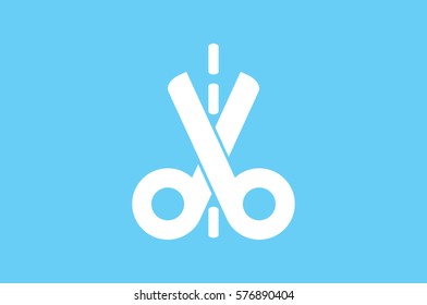 scissors icon vector illustration eps10. Isolated badge for website or app - stock infographics.