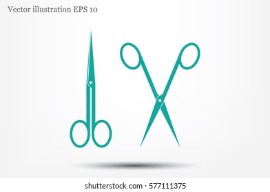 scissors icon vector illustration eps10. Isolated badge for website or app - stock infographics.