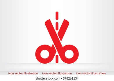 scissors icon vector illustration eps10. Isolated badge for website or app - stock infographics.