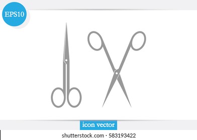 scissors icon vector illustration eps10. Isolated badge for website or app - stock infographics.