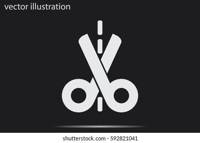 scissors icon vector illustration eps10. Isolated badge for website or app - stock infographics.