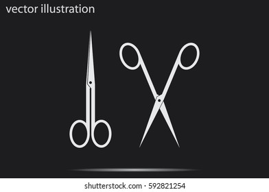 scissors icon vector illustration eps10. Isolated badge for website or app - stock infographics.