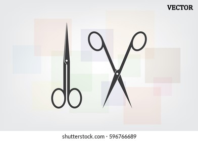 scissors icon vector illustration eps10. Isolated badge for website or app - stock infographics