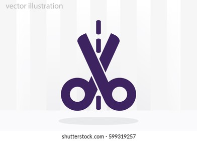 scissors icon vector illustration eps10. Isolated badge for website or app - stock infographics