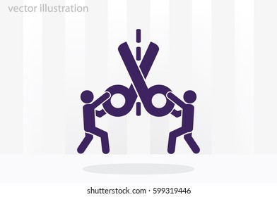Scissors icon vector illustration eps10. Isolated badge for website or app - stock infographics