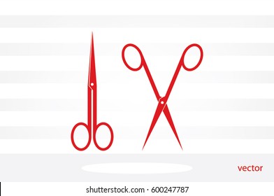 scissors icon vector illustration eps10. Isolated badge for website or app - stock infographics