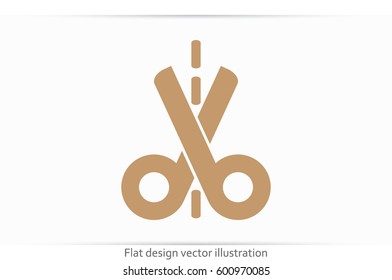 scissors icon vector illustration eps10. Isolated badge for website or app - stock infographics