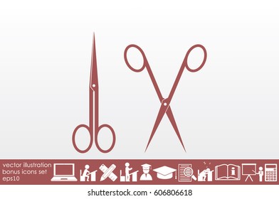 scissors icon vector illustration eps10. Isolated badge for website or app - stock infographics