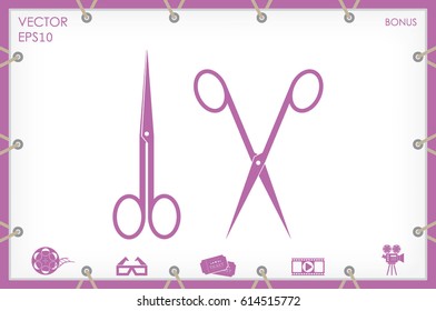 scissors icon vector illustration eps10. Isolated badge for website or app - stock infographics