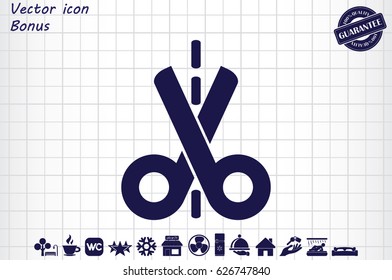 scissors icon vector illustration eps10. Isolated badge for website or app - stock infographics
