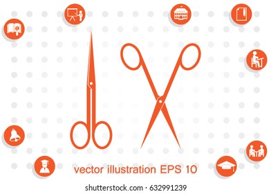 scissors icon vector illustration eps10. Isolated badge for website or app - stock infographics