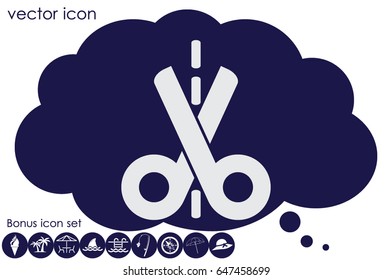 scissors icon vector illustration eps10. Isolated badge for website or app - stock infographics