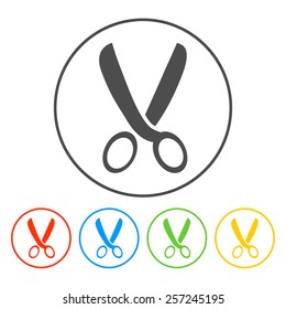 Scissors icon. Vector illustration.  Flat design style