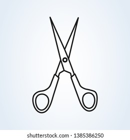 Scissors icon vector illustration line art. Cut concept with open scissors.