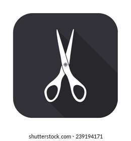scissors icon - vector illustration with long shadow 