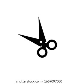 Scissors icon vector illustration on white isolated background. Cut concept with open scissors. Utensil or hairdresser logo symbol