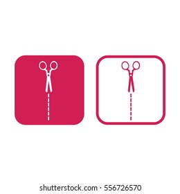 Scissors icon vector illustration. Pink and white