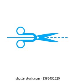 Scissors Icon Vector Illustration suitable for web design element. Silhouette Scissors with cut lines isolated on white background