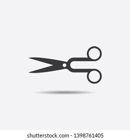Scissors Icon Vector Illustration suitable for web design element. Silhouette Scissors isolated on grey background