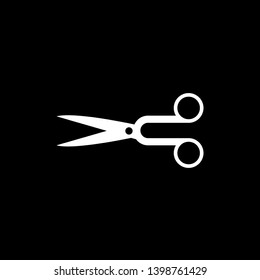 Scissors Icon Vector Illustration suitable for web design element. Silhouette Scissors isolated on black background