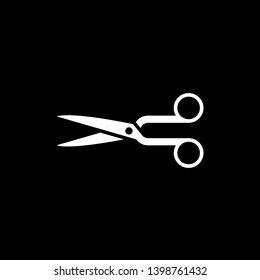 Scissors Icon Vector Illustration suitable for web design element. Silhouette Scissors isolated on black background