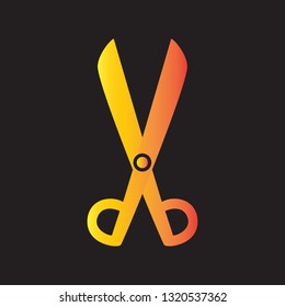 Scissors icon vector isolated on black background. Flat scissors icon for web site, app, label, logo and design template. Creative art concept, vector illustration