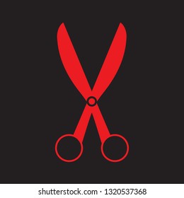 Scissors icon vector isolated on black background. Flat scissors icon for web site, app, label, logo and design template. Creative art concept, vector illustration