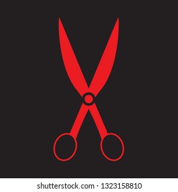 Scissors icon vector isolated on black background. Flat scissors icon for web site, app, label, logo and design template. Creative art concept, vector illustration