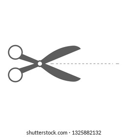 Scissors icon vector isolated on white background. Flat gray scissors icon for web site, app, label, logo and design template. Creative art concept, vector illustration