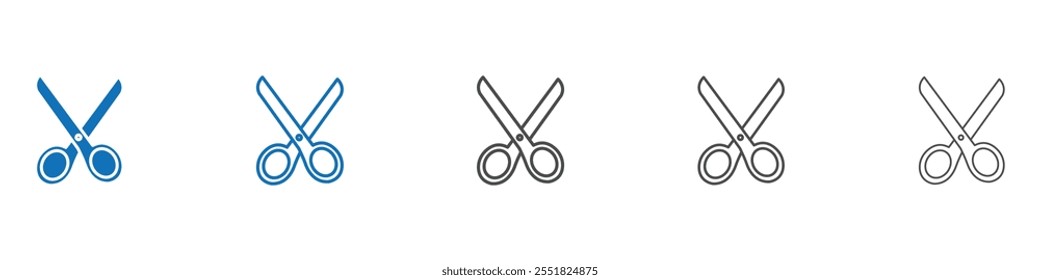 Coleção de conjuntos de vetor de ícone de tesoura para Web