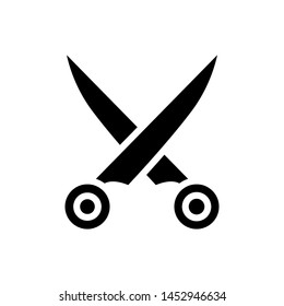 Scissors icon vector , template logo design emblem isolated illustration, outline solid background white