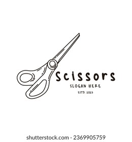 Scissors Icon Vintage Simple Line Art