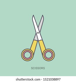 Scissors icon, web design element. solid color with outline concept.