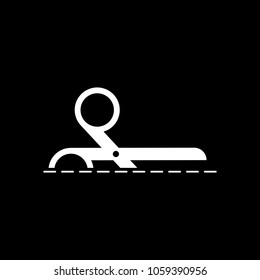 scissors icon. White icon on black background. Inversion