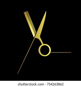 Scheren Symbol.modern design.Vektorgrafik.barber.logo Gold