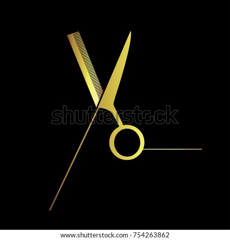 Scissors icon.modern design.vector illustration.barber.logo gold
