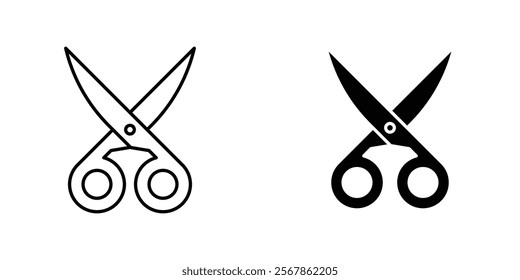 Scissors icons collection in Filled flat and thin line style.