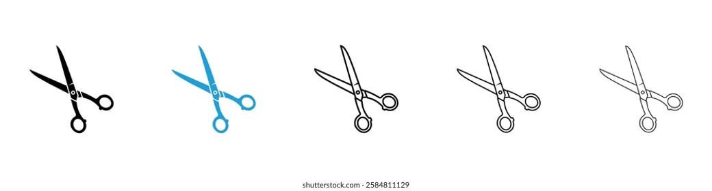 Scissors icons collection vectors in black and blue