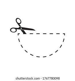 Scissors icons with cut lines design isolated on white background