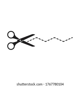 Scissors icons with cut lines design isolated on white background