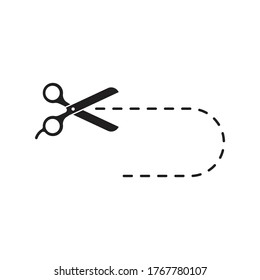 Iconos de tijeras con diseño de líneas de corte aislado en fondo blanco