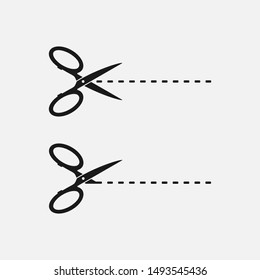  Scissors icons with cut lines on white background. vector illustration