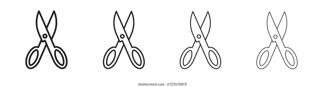 Scissors icons designed in outline, line and stroke style