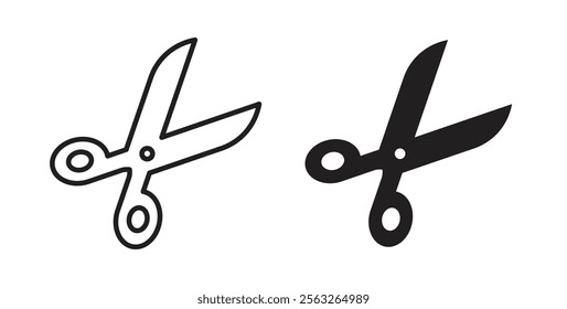 Scissors icons in flat and line style set.