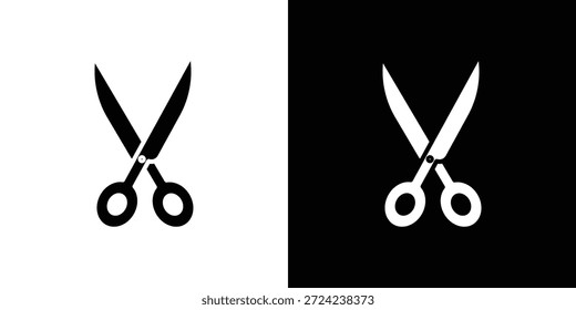 Scissors icons flat vector concept. Black and white illustrations