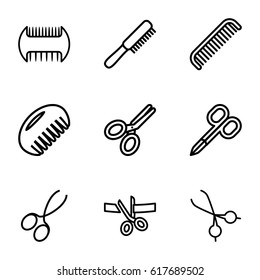 Scissors icons set. set of 9 scissors outline icons such as 