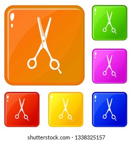 Scissors icons set collection vector 6 color isolated on white background